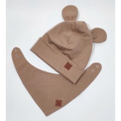 KOMPLET CZAPKA + CHUSTA KARMEL